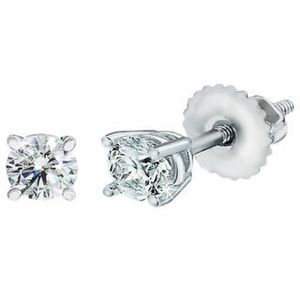 Round Cut 14kt White Gold Diamond Earrings